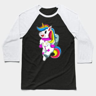 Unicorn as Astronaut with Backpack Baseball T-Shirt